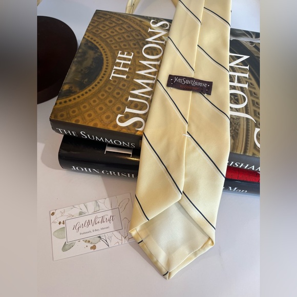 YVES SAINT LAURENT YSL 100% Silk Striped w YSL Embroidered Logo Pastel Necktie - Picture 4 of 9